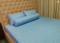 Chăn ga gối khách sạn Olympia cotton lụa 7 món xanh lam OCL7M07