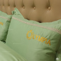 Chăn ga gối khách sạn Olympia lụa thêu 5 món màu xanh cốm