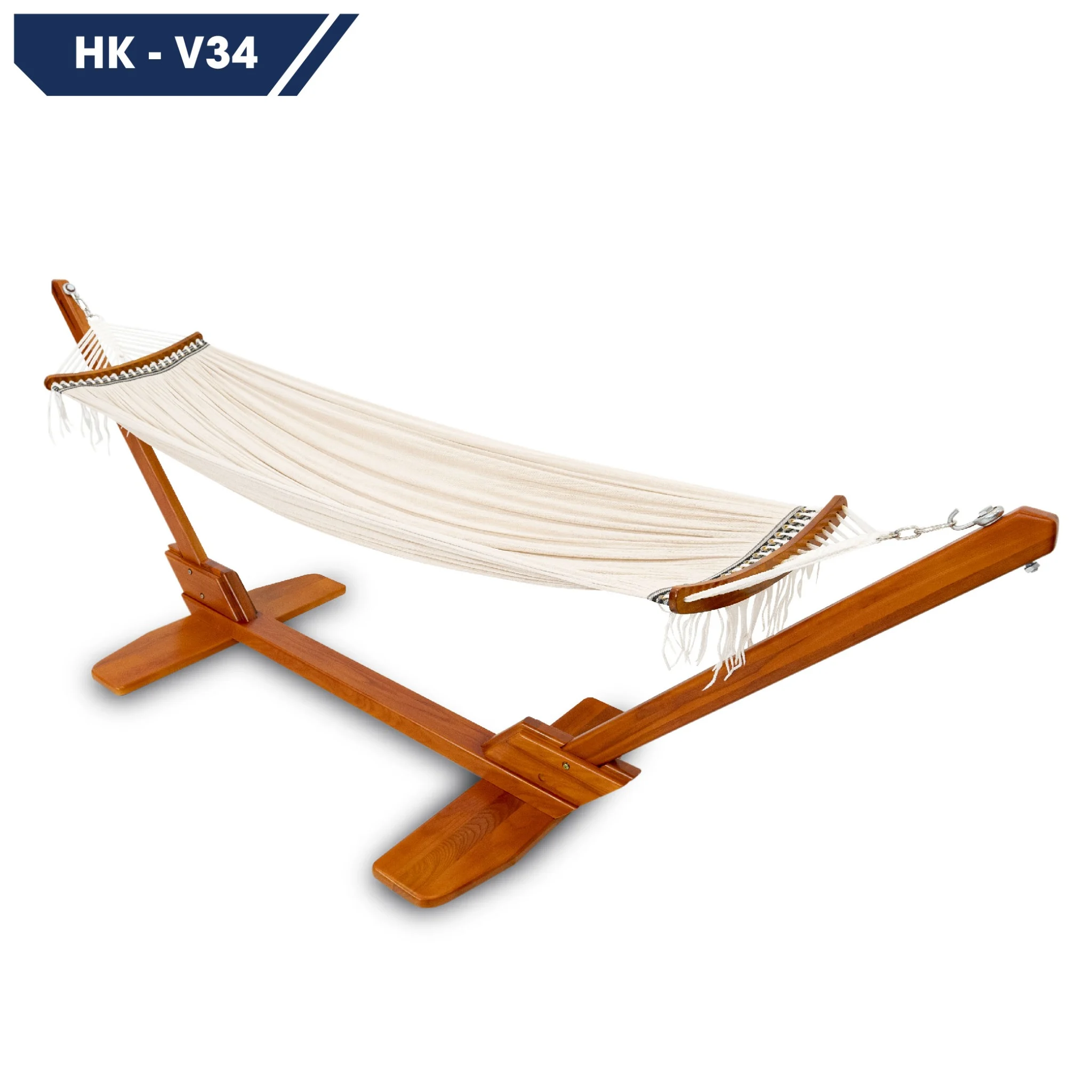 Võng gỗ sồi tự nhiên Hoàng Gia Hakawa HK-V38 (Lưới màu trắng)